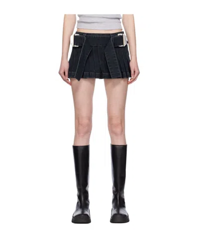 Dion Lee Darted Denim Mini Skirt In Black