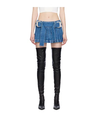 Dion Lee Blue Darted Denim Miniskirt In American Blue