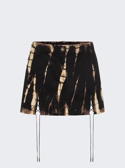 Dion Lee Lace Up-detail Denim Miniskirt In Black