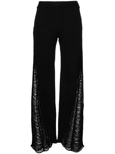 Dion Lee Distressed Float Knitted Trousers In Black