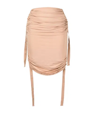 Dion Lee Doric Ruched Midi Skirt In Neutral