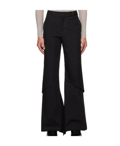 Dion Lee Draped-panel Flared Trousers In Black