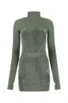 Dion Lee Chenille Intarsia Long-sleeved Mini Dress In Gray