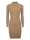 Dion Lee Twist-detail Ribbed-knit Minidress In Beige