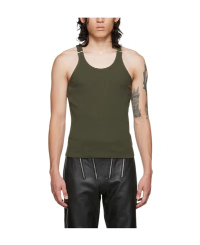 Dion Lee E-hook Ribbed Scoop-neck Tank Top In Green