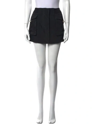 Pre-owned Dion Lee Embroidered Accent Mini Skirt In Black