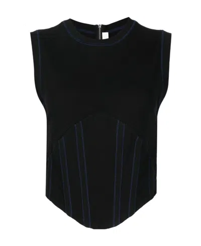 Dion Lee Fine-ribbed Corset Tank Top In Black