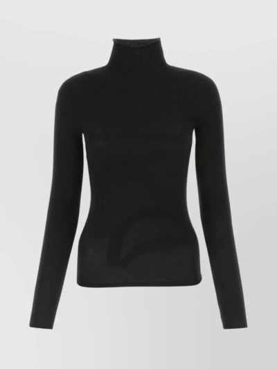 Dion Lee Fitted Ribbed Wool Blend Top In Black