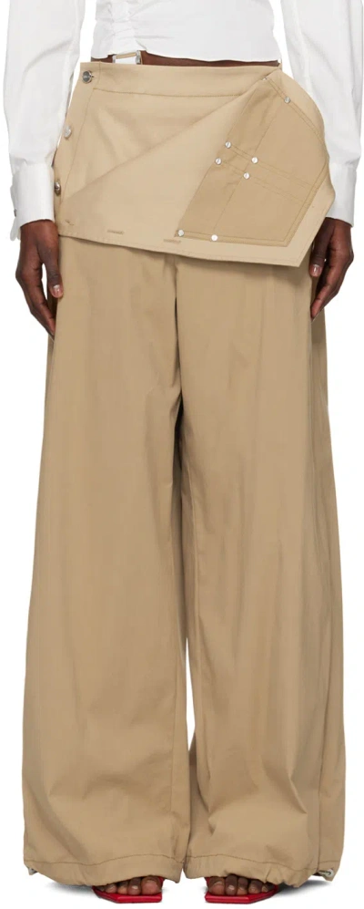 Dion Lee Foldover Parachute Wide-leg Trousers In Brown