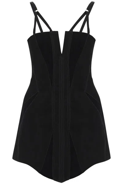 Dion Lee Asymmetric Sweetheart-neck Mini Dress In Black