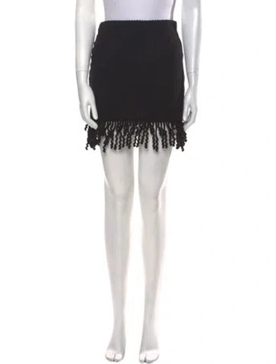 Pre-owned Dion Lee Fringe Trim Accent Mini Skirt In Black