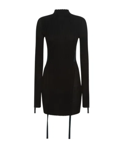 Dion Lee Gathered Cotton Blend Knit Mini Dress In Black