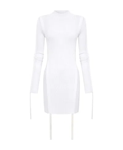 Dion Lee Gathered Utility Long-sleeve Dress In White