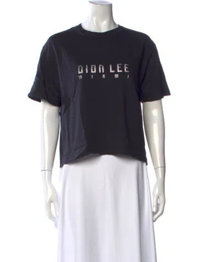Pre-owned Dion Lee Graphic Print Crew Neck Crop Top In Black