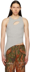 Dion Lee Gray Bone Marle Tank Top In Grey
