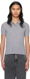 Dion Lee Gray Button Polo In Medium Grey Marle