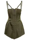 DION LEE GREEN SLEEVELESS MINIDRESS WITH CONTOURING PANEL CONSTRUCTION IN NYLON WOMAN