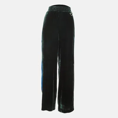Dion Lee Green/blue Velvet Straight Fit Trousers In Black