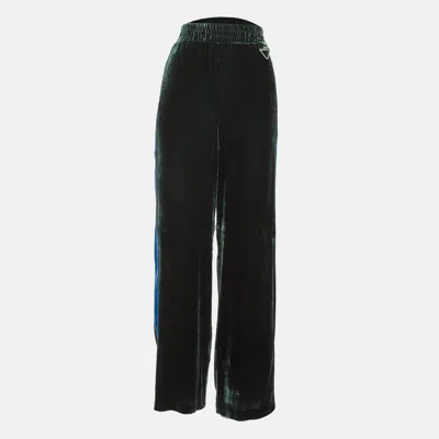 Pre-owned Dion Lee Green/blue Velvet Straight Fit Trousers M