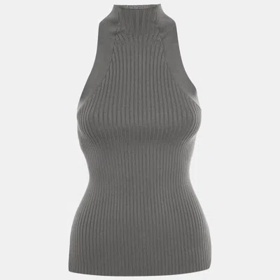 Dion Lee Grey Knit Muscular Twist Tank Top In Gray