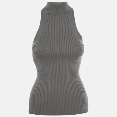 Pre-owned Dion Lee Grey Knit Muscular Twist Tank Top S In Gray