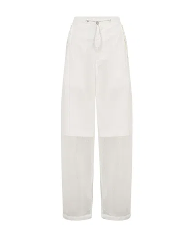 Dion Lee Grid Mesh Parachute Semi-sheer Trousers In White