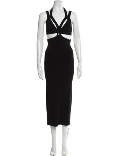 Pre-owned Dion Lee Halterneck Long Dress In Black