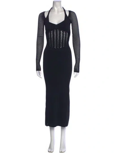 Pre-owned Dion Lee Halterneck Long Dress In Black