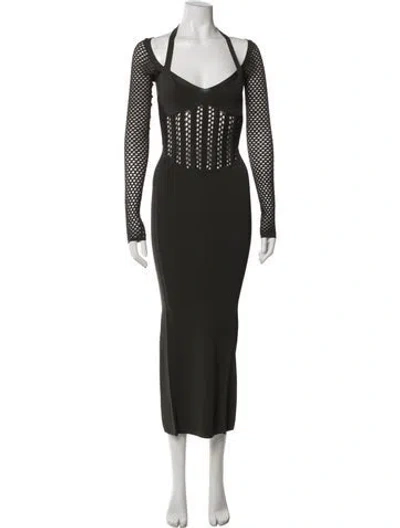 Pre-owned Dion Lee Halterneck Long Dress In Green