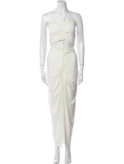 Pre-owned Dion Lee Halterneck Long Dress In Neutral