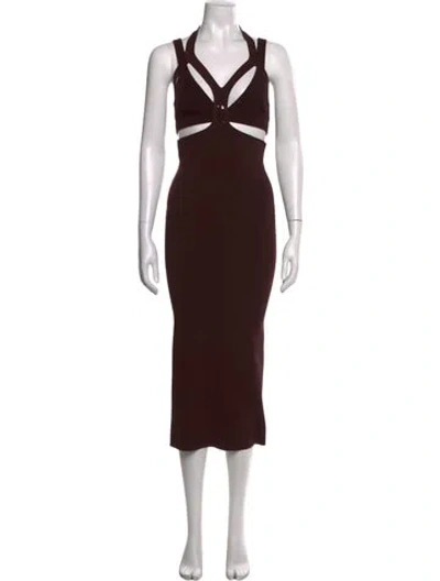 Pre-owned Dion Lee Halterneck Midi Length Dress In Brown