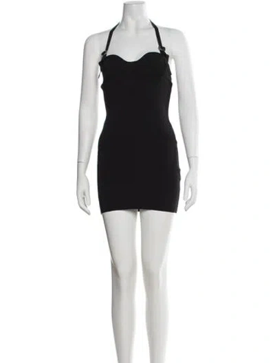 Pre-owned Dion Lee Halterneck Mini Dress In Black