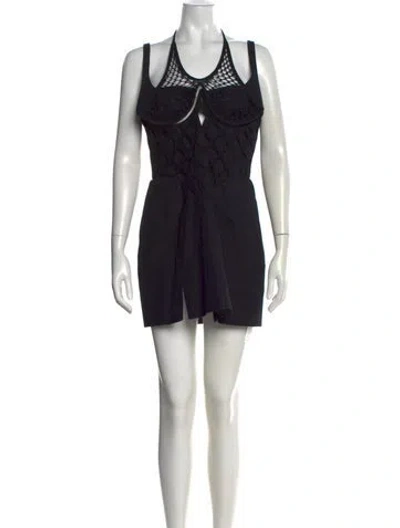 Pre-owned Dion Lee Halterneck Mini Dress In Black