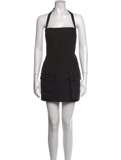 Pre-owned Dion Lee Halterneck Mini Dress In Black