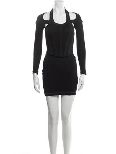 Pre-owned Dion Lee Halterneck Mini Dress In Black