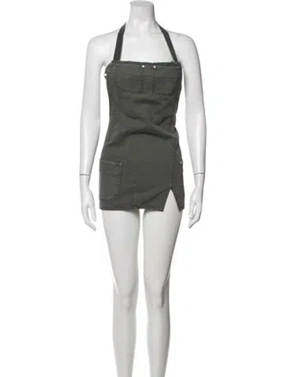 Pre-owned Dion Lee Halterneck Mini Dress In Grey