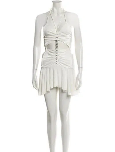 Pre-owned Dion Lee Halterneck Mini Dress In White