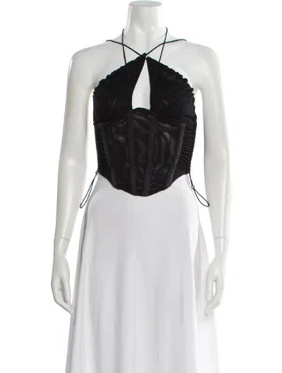 Pre-owned Dion Lee Halterneck Sleeveless Crop Top In Black