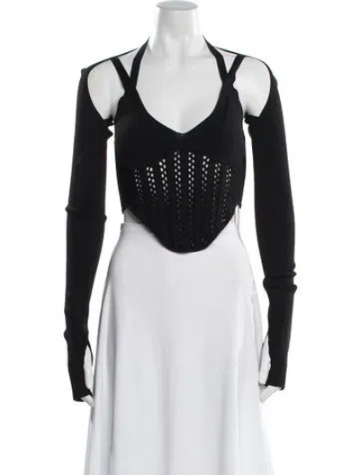 Pre-owned Dion Lee Halterneck Sleeveless Crop Top In Black