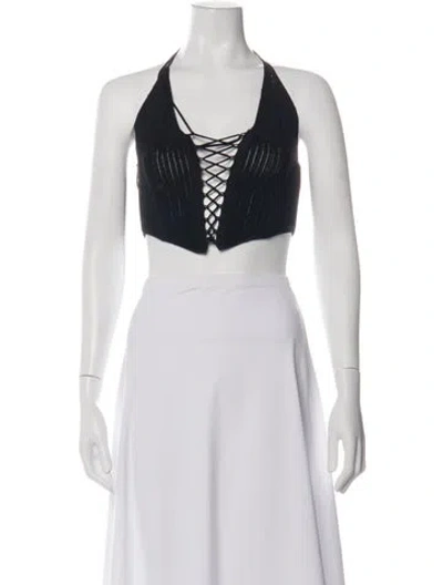 Pre-owned Dion Lee Halterneck Sleeveless Crop Top In Black