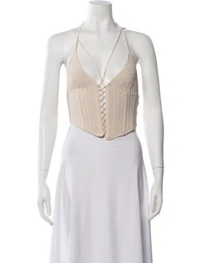 Pre-owned Dion Lee Halterneck Sleeveless Crop Top W/ Tags In Neutrals