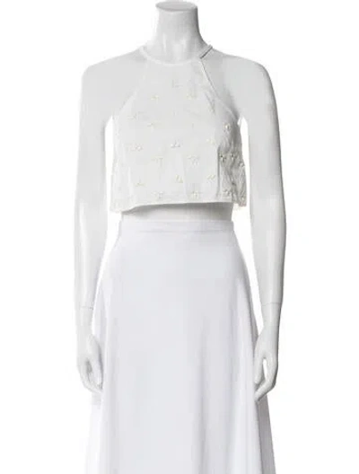 Pre-owned Dion Lee Halterneck Sleeveless Crop Top In White
