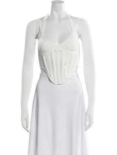 Pre-owned Dion Lee Halterneck Sleeveless Crop Top In White
