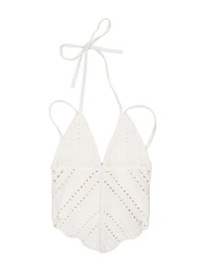 Pre-owned Dion Lee Halterneck Sleeveless Crop Top In White