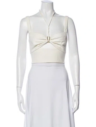 Pre-owned Dion Lee Halterneck Sleeveless Crop Top In White