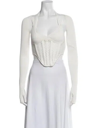 Pre-owned Dion Lee Halterneck Sleeveless Crop Top In White