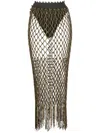 Dion Lee Hand-crocheted Two-tone Skirt In Green