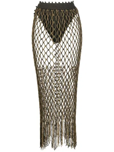 Dion Lee Hand-crocheted Two-tone Skirt In Green