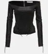 Dion Lee Hinge-seam Leather Bustier Top In Black