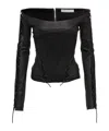 Dion Lee Hinge-seam Leather Bustier Top In Black